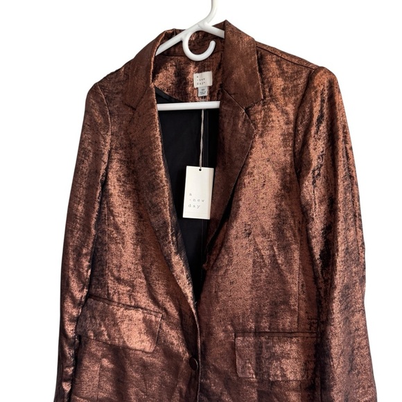 NWT A New Day Oversized Copper Metallic Blazer, Size XS - Picture 4 of 9